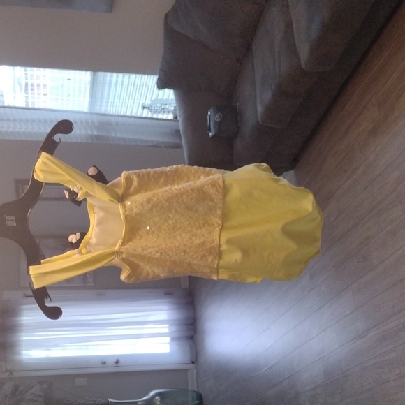 Bright yellow with polka dot bows and sequence swimming suit - Picture 2 of 2